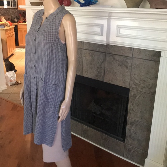 Eileen Fisher Puckered Organic Linen Long Shirt Size PP - Picture 6 of 8